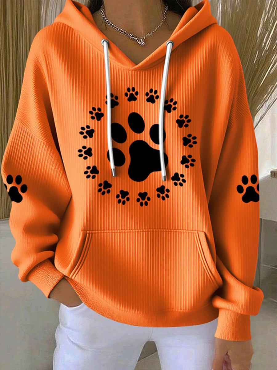 Sweat à Capuche Cute Dog Paws Femme