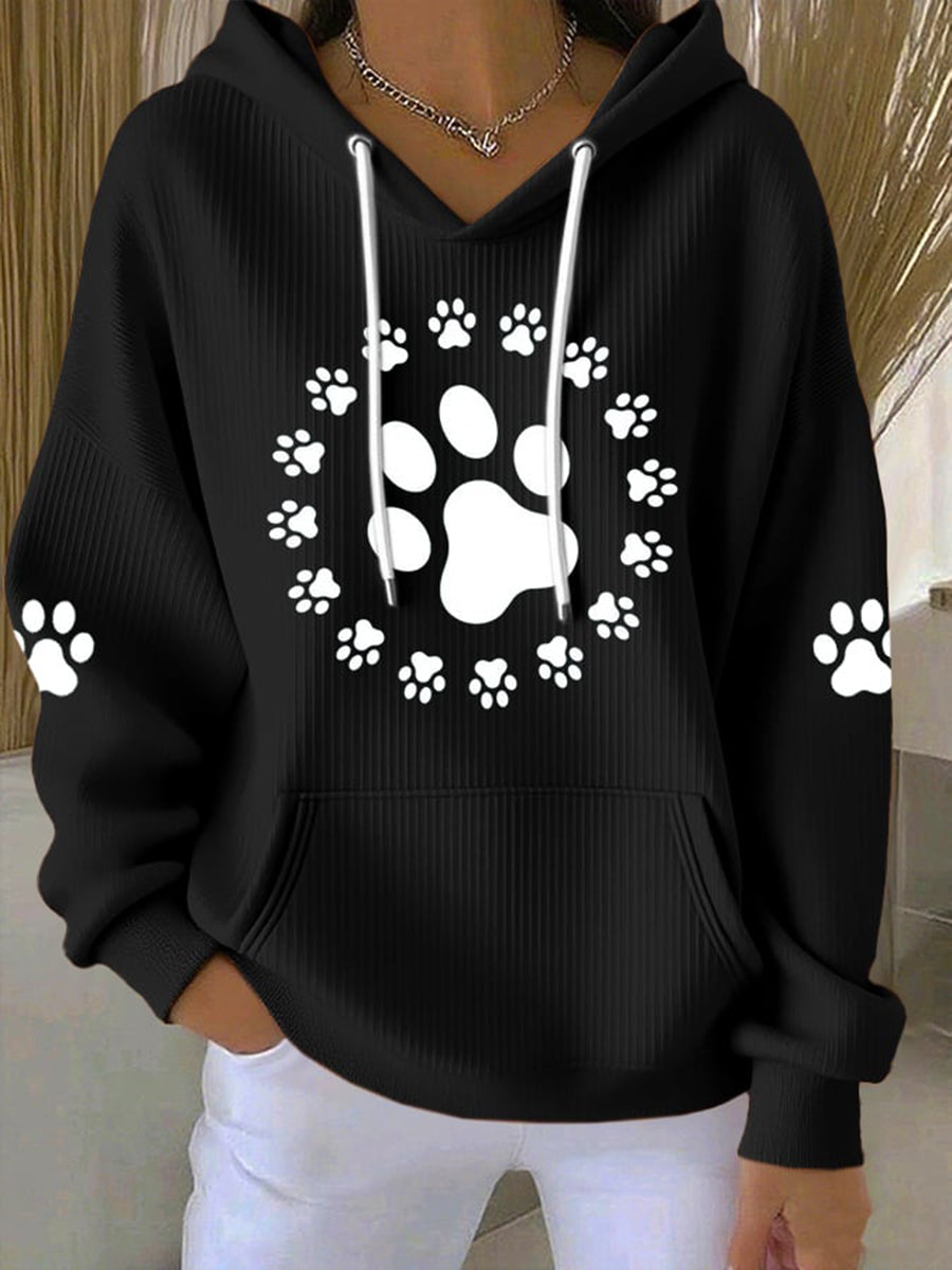 Sweat à Capuche Cute Dog Paws Femme