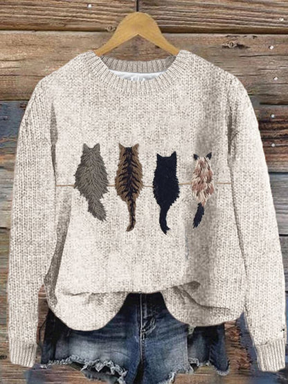 Chandail Cute Cat's Back View Femme