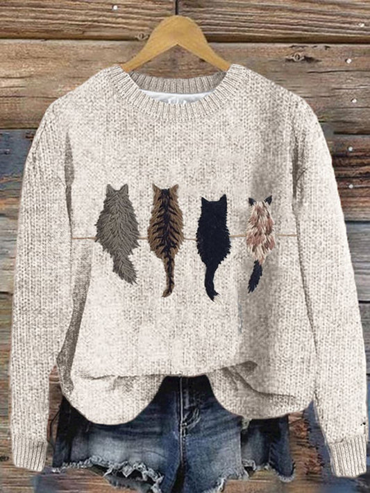 Chandail Cute Cat's Back View Femme