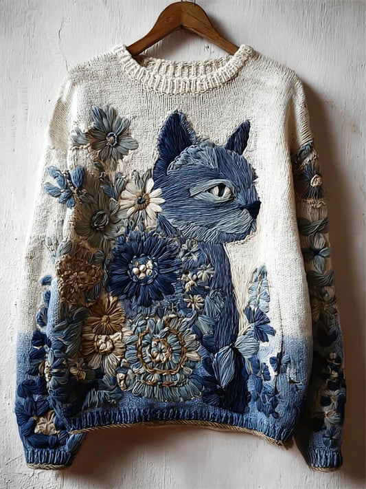 Chandail Flower Cat Femme