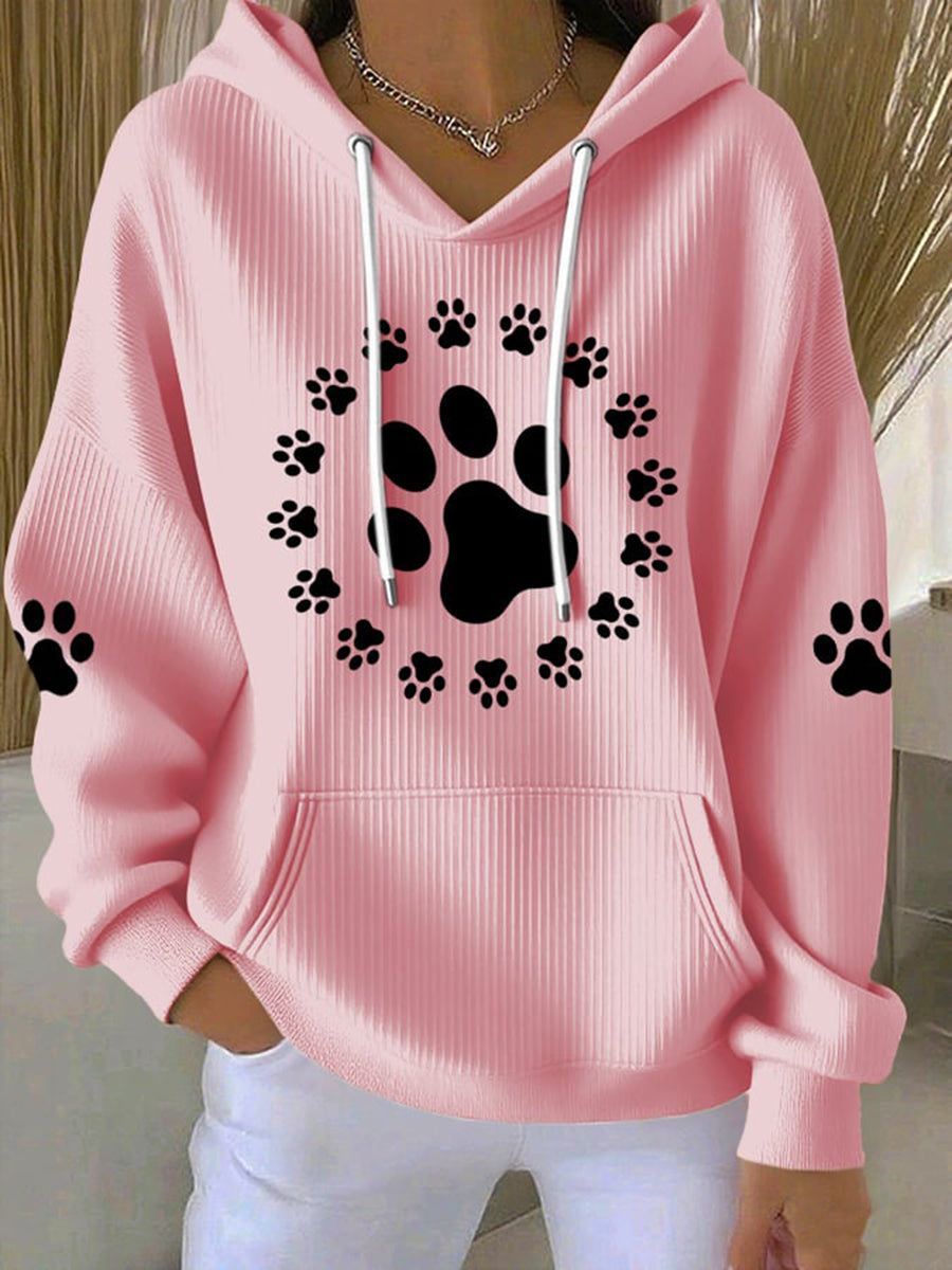 Sweat à Capuche Cute Dog Paws Femme