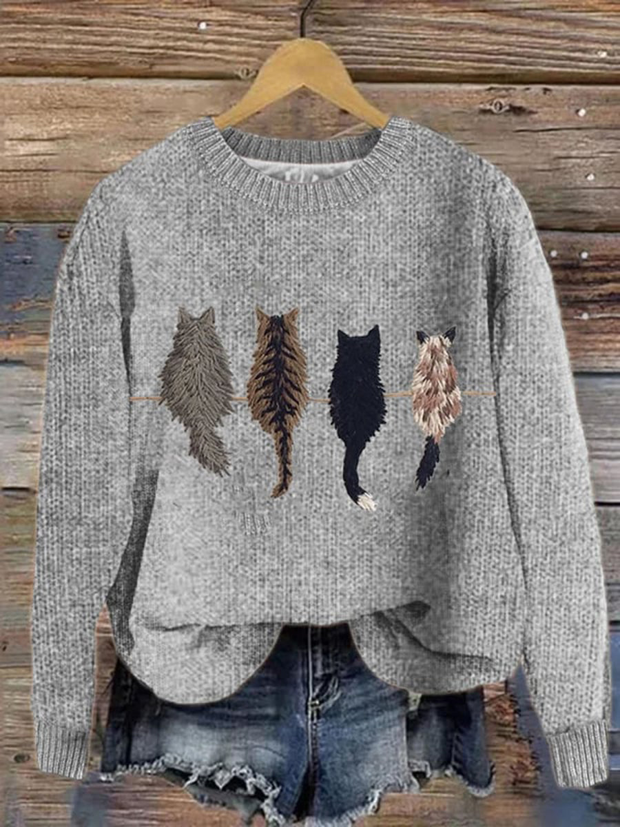 Chandail Cute Cat's Back View Femme