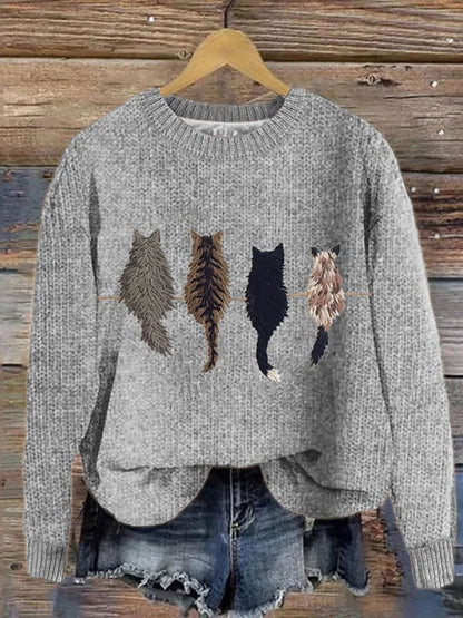 Chandail Cute Cat's Back View Femme