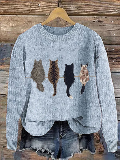 Chandail Cute Cat's Back View Femme