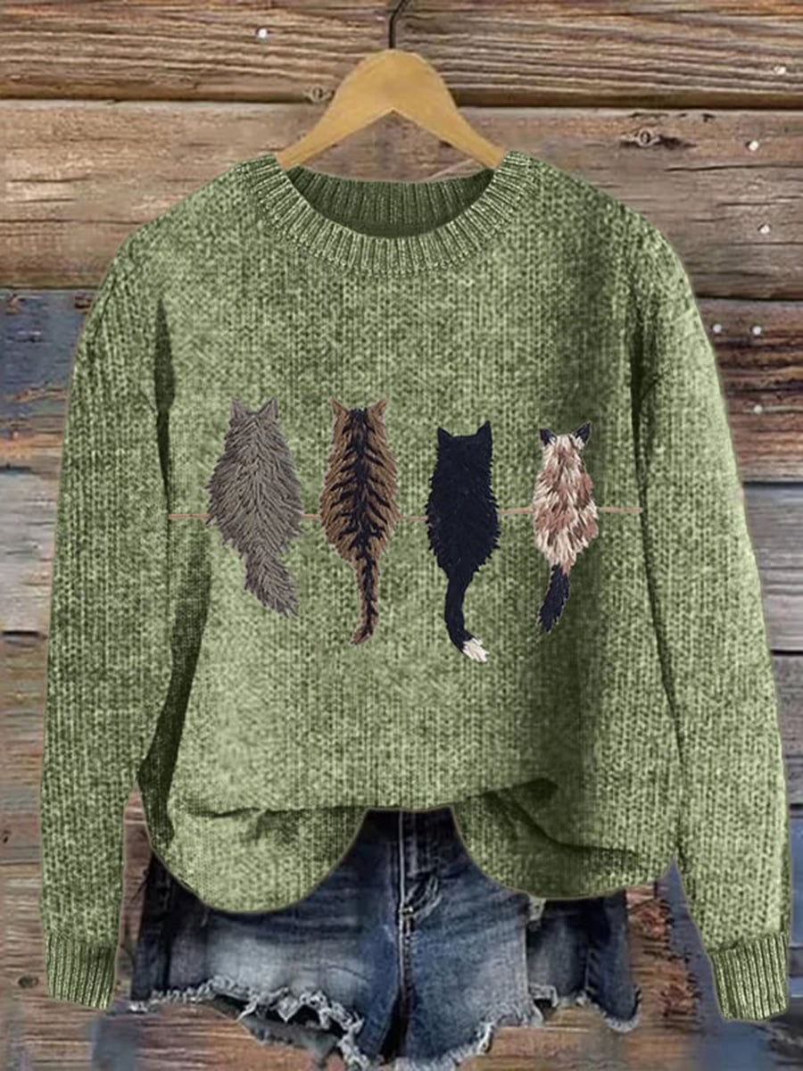 Chandail Cute Cat's Back View Femme