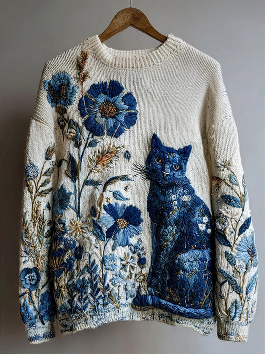 Chandail Flower Cat Femme