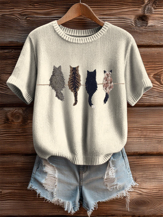 T-shirt à manches courtes Cute Cat Femme