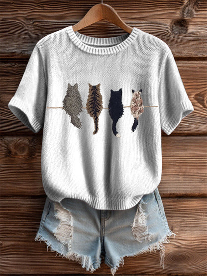 T-shirt à manches courtes Cute Cat Femme