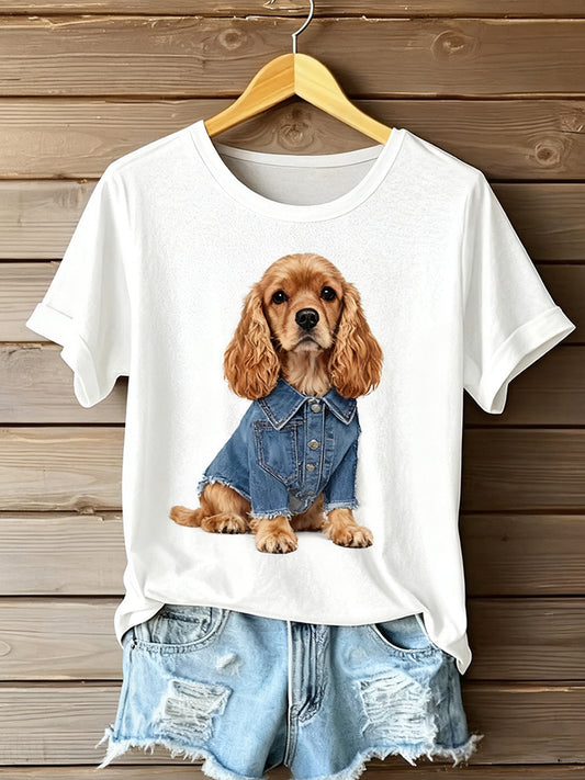 T-shirt à manches courtes Art Animal Print Comfort Femme
