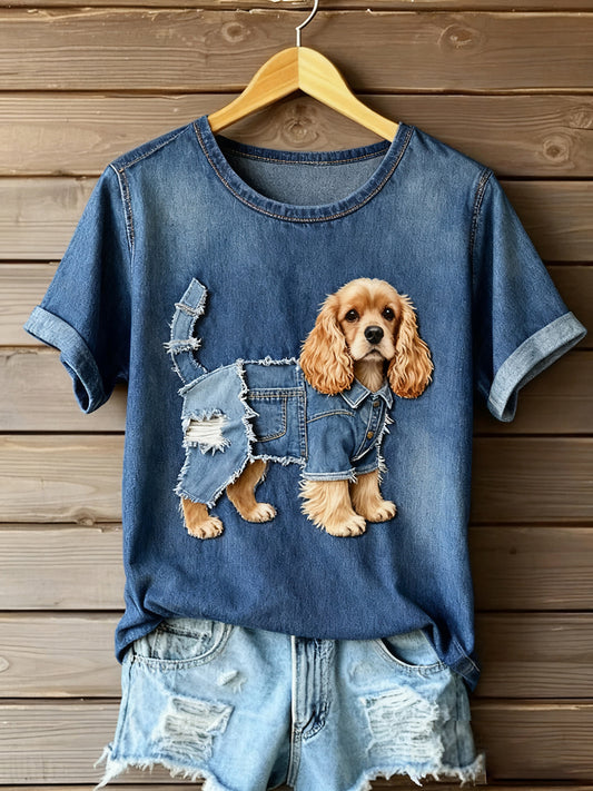 T-shirt à manches courtes Art Animal Print Comfort Femme