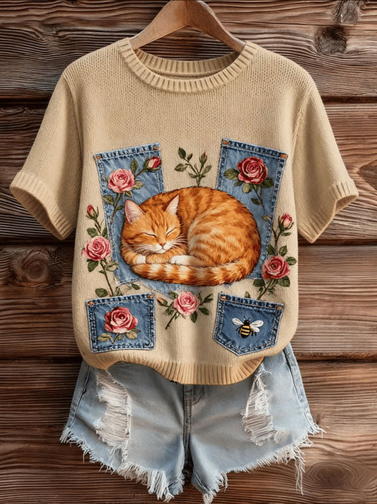 T-shirt à manches courtes Cut Cat Femme