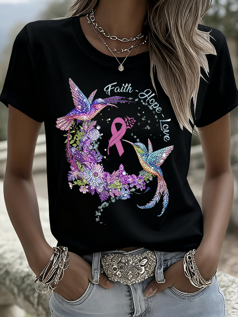 Femme Vintage Animal Floral Art Décontracté Manches Courtes