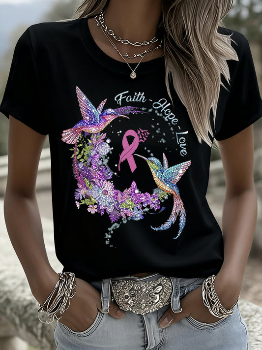 Femme Vintage Animal Floral Art Décontracté Manches Courtes