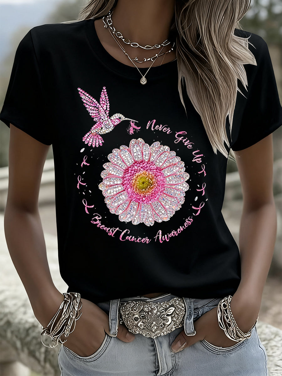 Femme Vintage Animal Floral Art Décontracté Manches Courtes