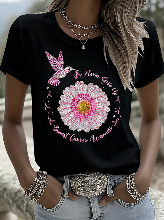 Femme Vintage Animal Floral Art Décontracté Manches Courtes