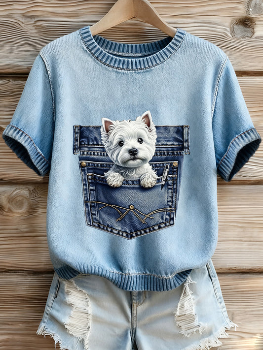 T-shirt à imprimé animal brodé Femme