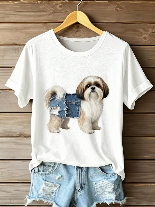 T-shirt confortable à imprimé animal vintage pour femmes