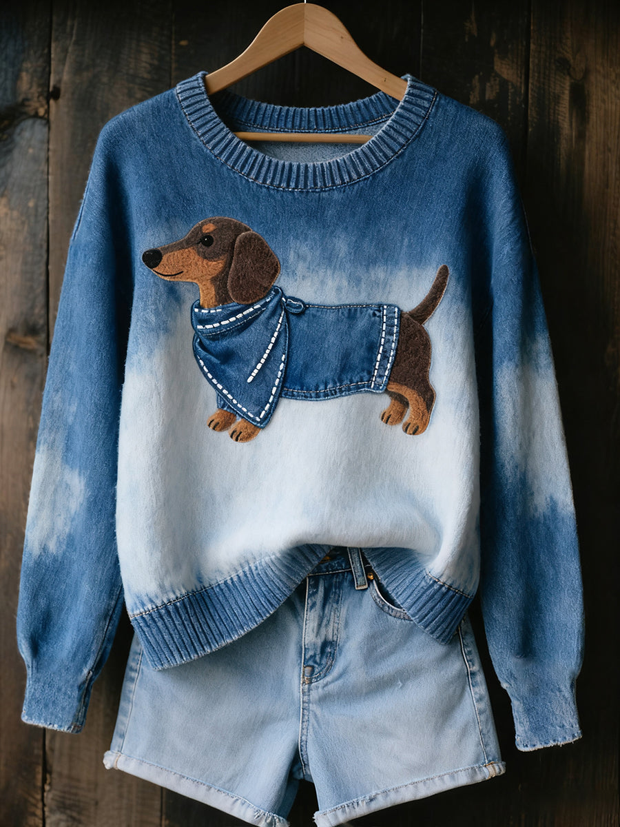 Pull en tricot confortable à imprimé animal vintage pour femme