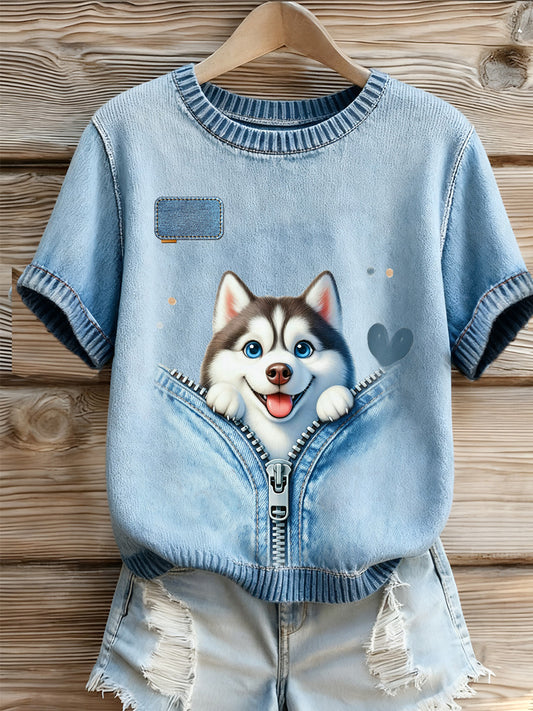 T-shirt à imprimé animal brodé Femme