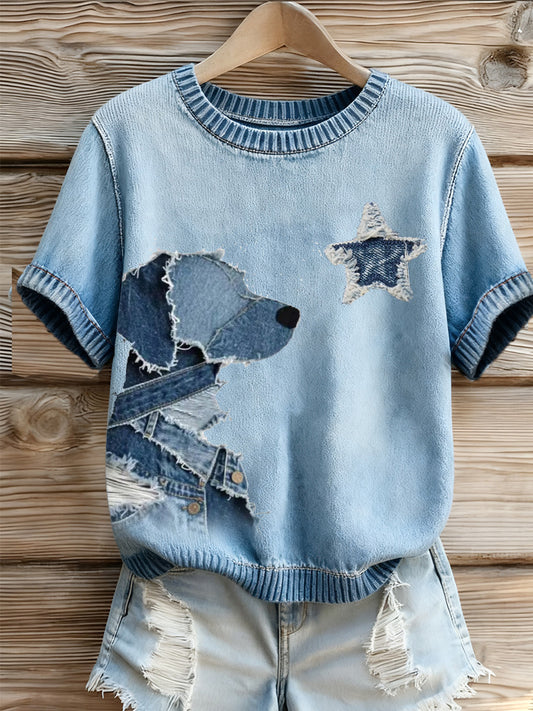 T-shirt à imprimé animal brodé Femme