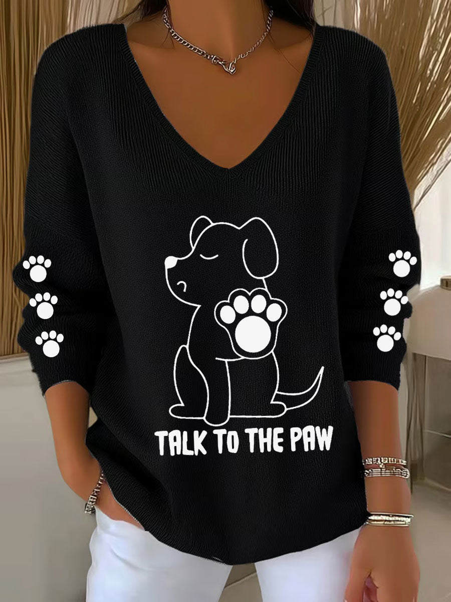 Haut à col en V Talk To The Paw Dog Femme