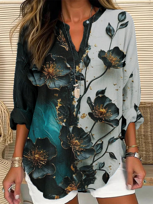 Haut Femme 3D Floral Coton et Lin