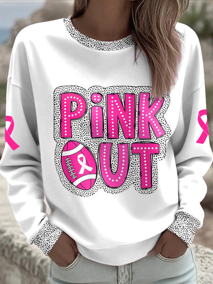 Women's Breast Cancer Awareness Pink Out Football Sweatshirt imprimé