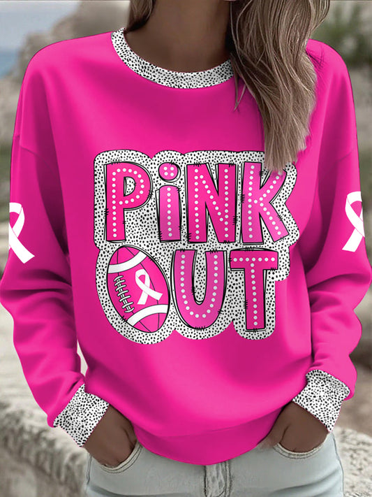 Women's Breast Cancer Awareness Pink Out Football Sweatshirt imprimé