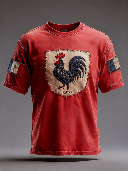 T-shirt à manches courtes Drapeau Français Le Coq Gaulois pour homme