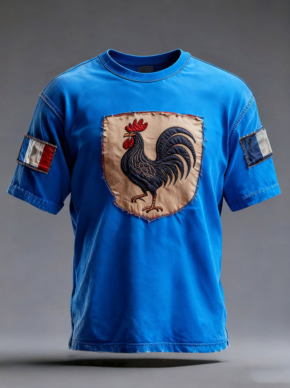 T-shirt à manches courtes Drapeau Français Le Coq Gaulois pour homme