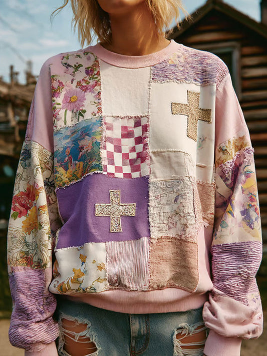 Sweat à capuche décontracté à imprimé floral pour femmes