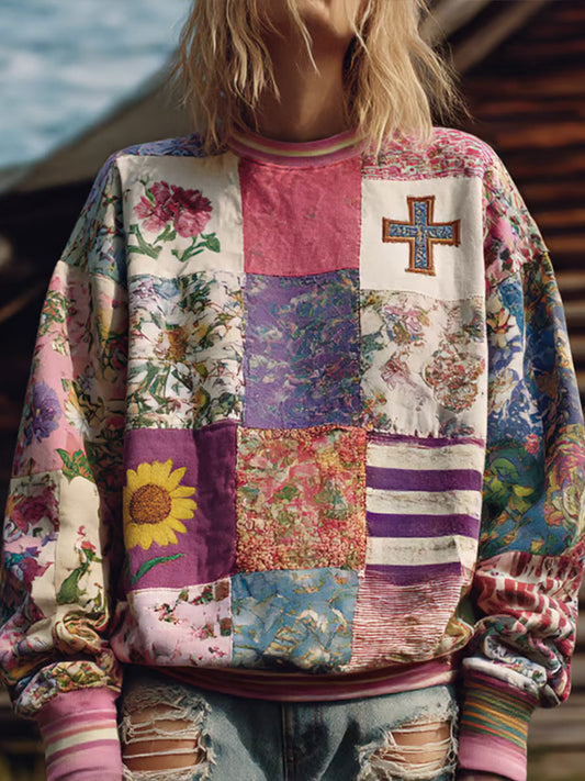 Sweat à capuche décontracté à imprimé floral pour femmes