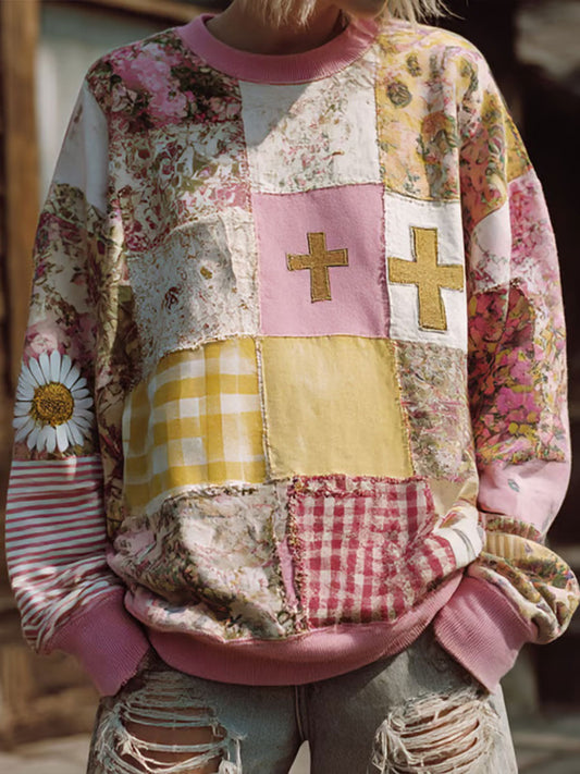 Sweat à capuche décontracté à imprimé floral pour femmes