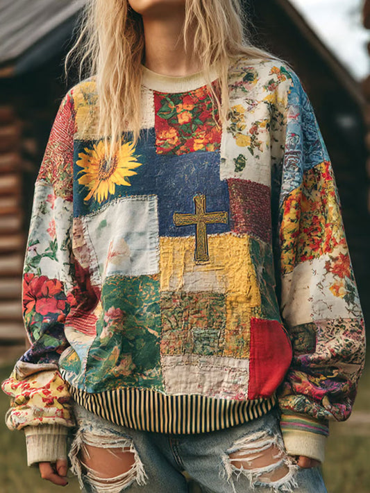 Sweat à capuche décontracté à imprimé floral pour femmes