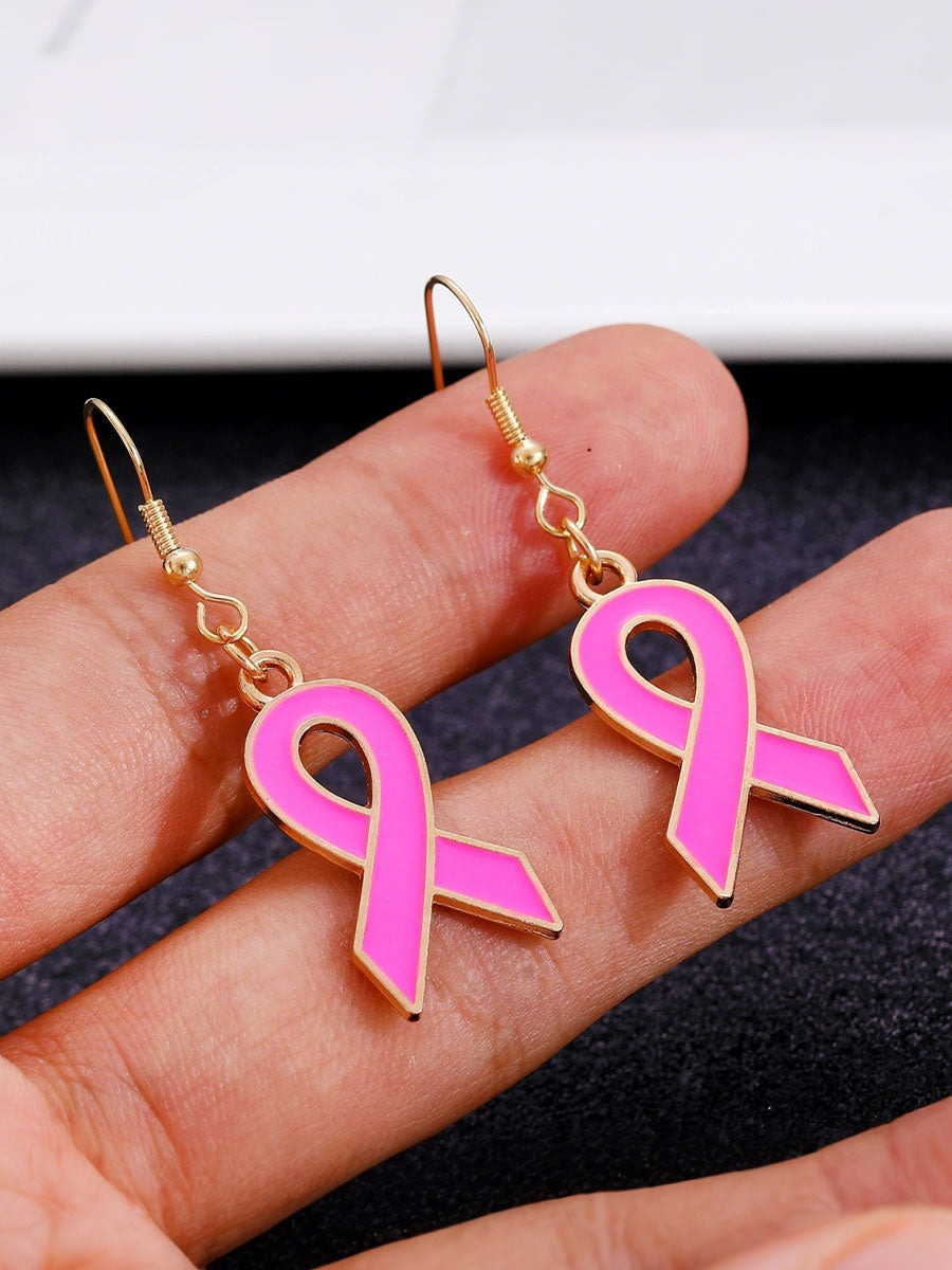 Boucles d'Oreilles Femme Ruban Rose Sensibilisation au Cancer du Sein