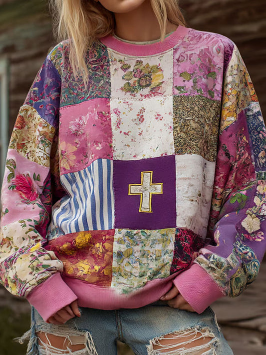 Sweat à capuche décontracté à imprimé floral pour femmes