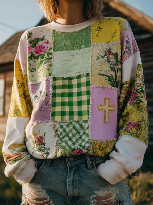 Sweat à capuche décontracté à imprimé floral pour femmes