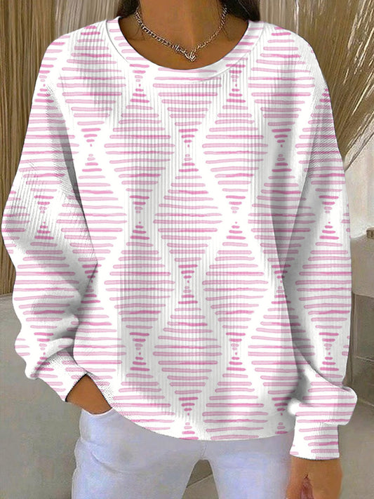 Sweatshirt Décontracté Femme Rose Imprimé Cancer Du Sein