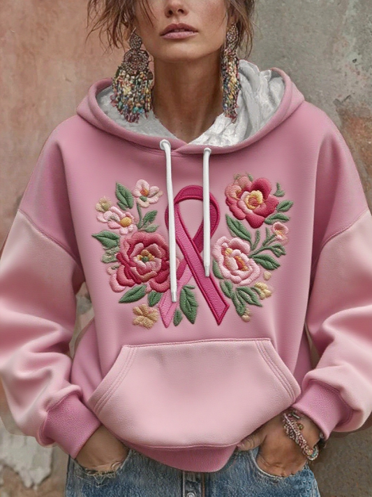 Sweat à capuche imprimé floral pour femmes