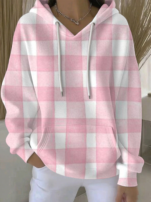 Sweat à Capuche Décontracté Femme Rose Cancer Du Sein Imprimé