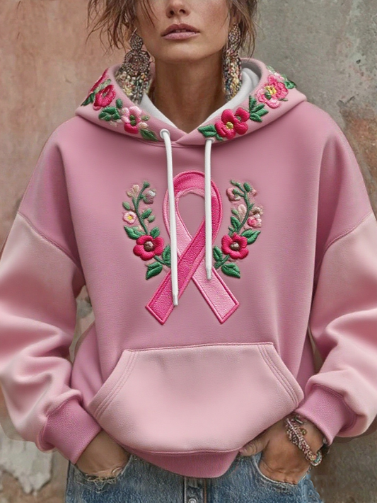 Sweat à capuche imprimé floral pour femmes