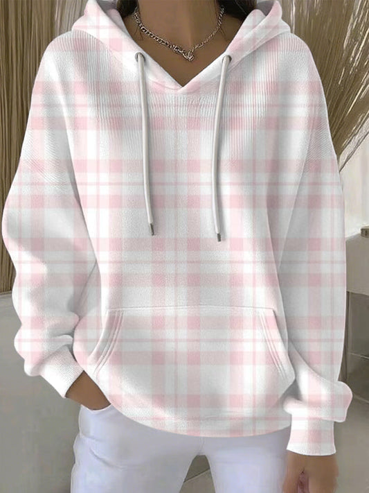 Sweat à Capuche Décontracté Femme Rose Cancer Du Sein Imprimé