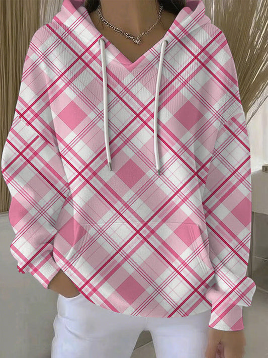 Sweat à Capuche Décontracté Femme Rose Cancer Du Sein Imprimé