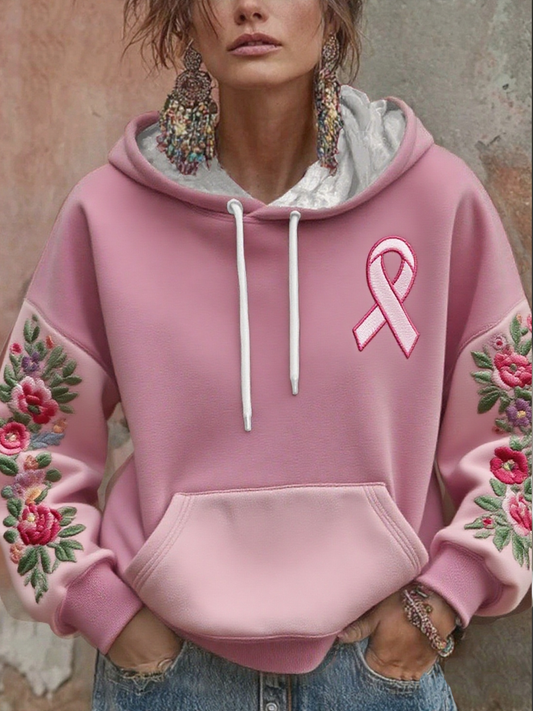 Sweat à capuche imprimé floral pour femmes
