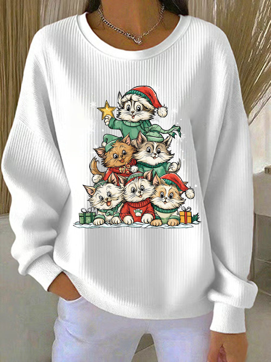 Sweat-shirt décontracté imprimé de Noël pour femmes