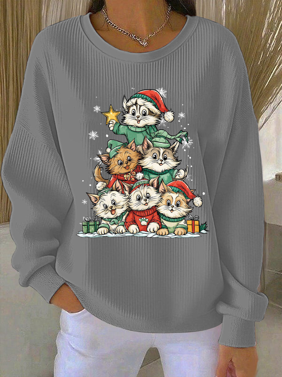 Sweat-shirt décontracté imprimé de Noël pour femmes