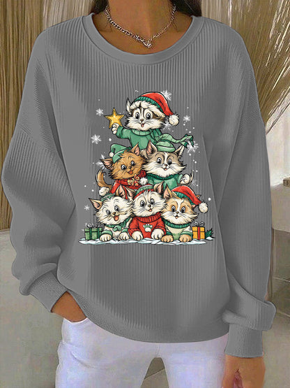 Sweat-shirt décontracté imprimé de Noël pour femmes