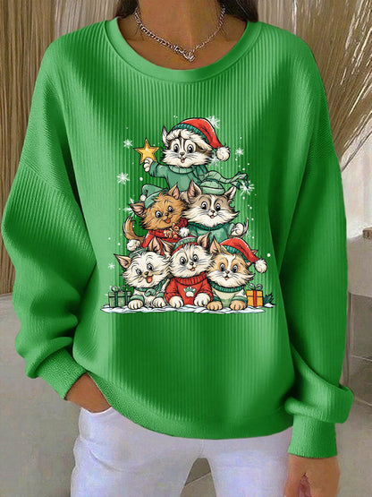 Sweat-shirt décontracté imprimé de Noël pour femmes