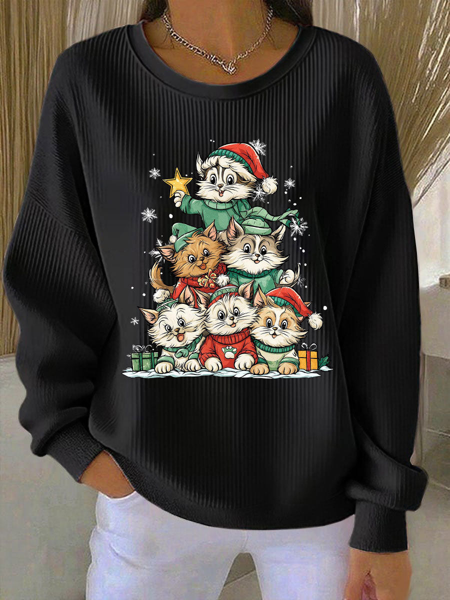 Sweat-shirt décontracté imprimé de Noël pour femmes